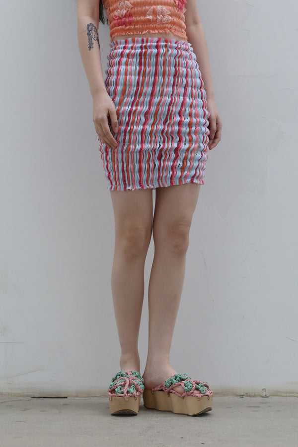 CONSTANÇA ENTRUDO Hand Woven Striped Thread Mini Skirt SS23_SKI02